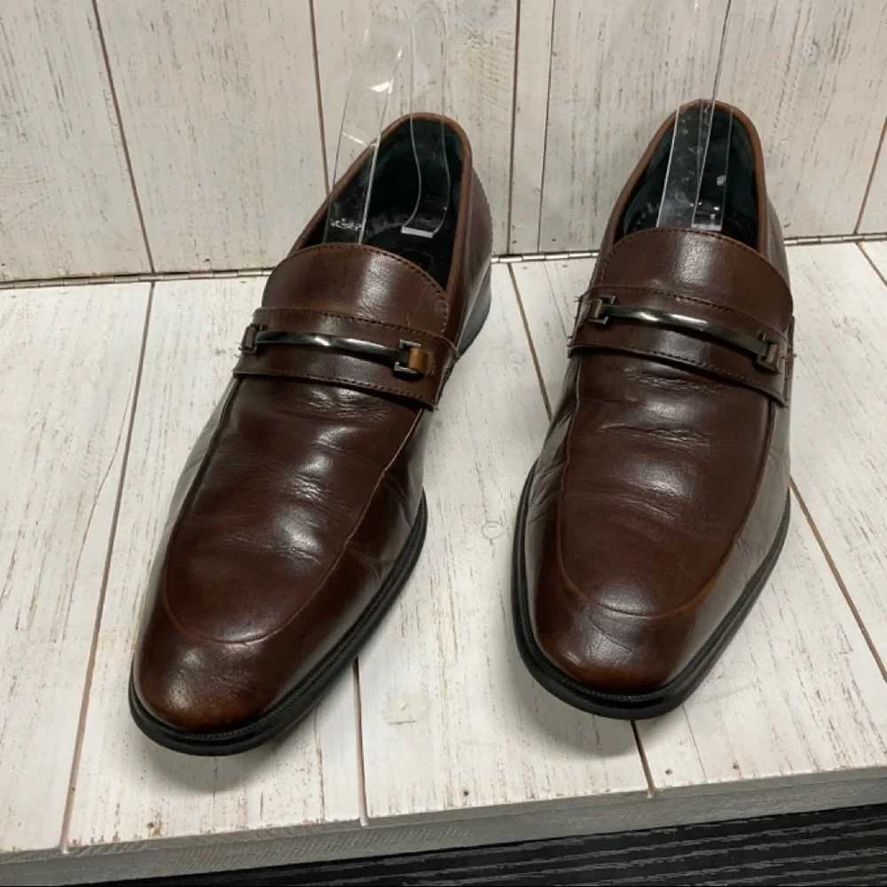 ALFANI‎ 360 Flex Mens Cedric Brown Leather Loafers Size 9M